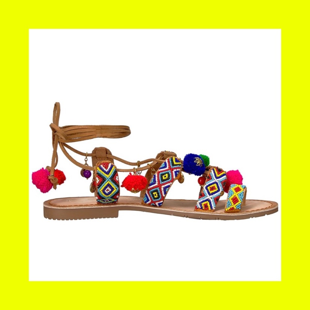 💥SALE💥 Chinese Laundry Beaded Pom Pom Sandals